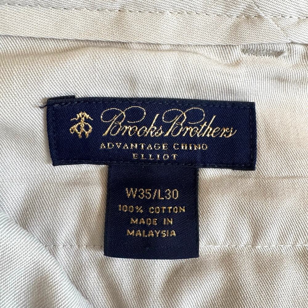 Brooks Brothers Elliot Fit Stretch Cotton Advantage Chino Pants Mens Khaki 35x30 - Picture 8 of 9